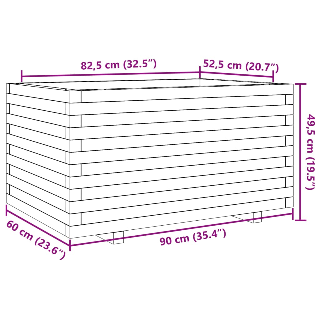 vidaXL Jardinière blanc 90x60x49,5 cm bois de pin massif