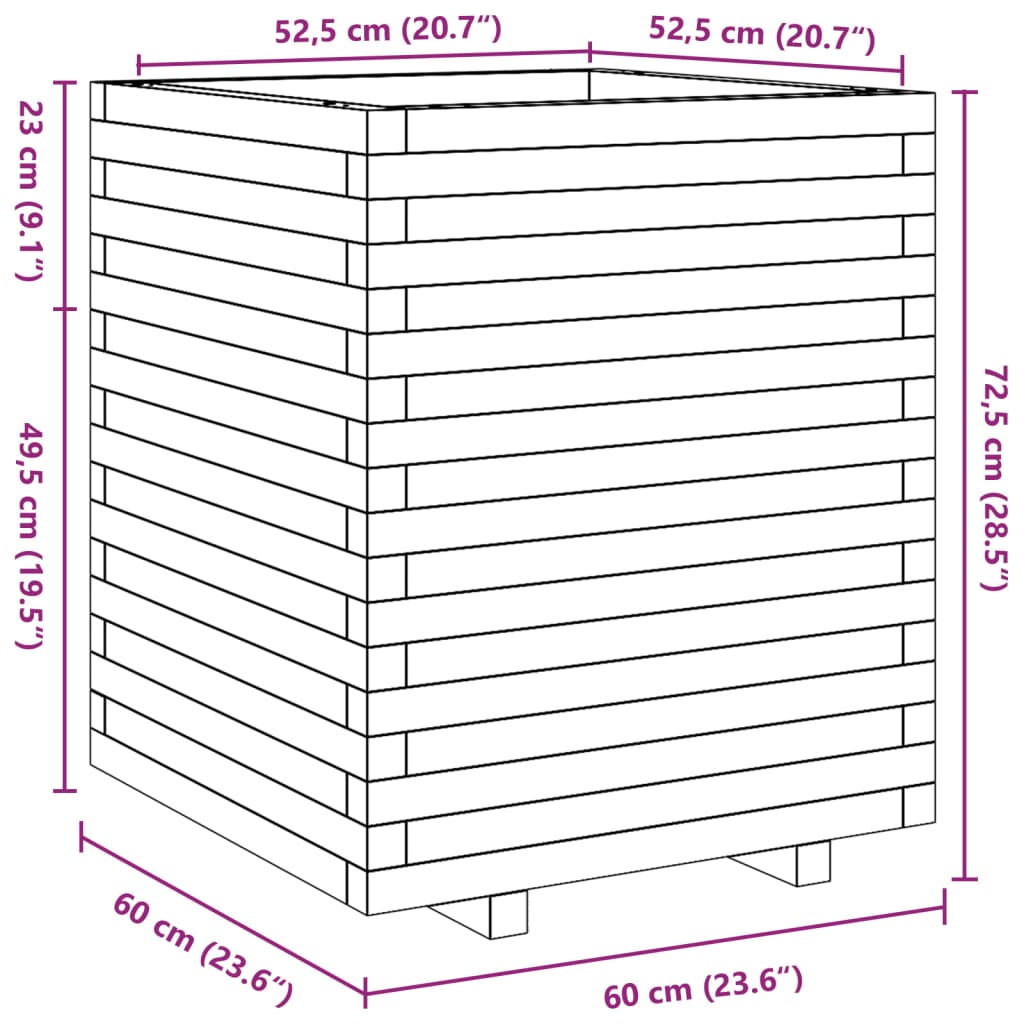 vidaXL Jardinière blanc 60x60x72,5 cm bois de pin massif