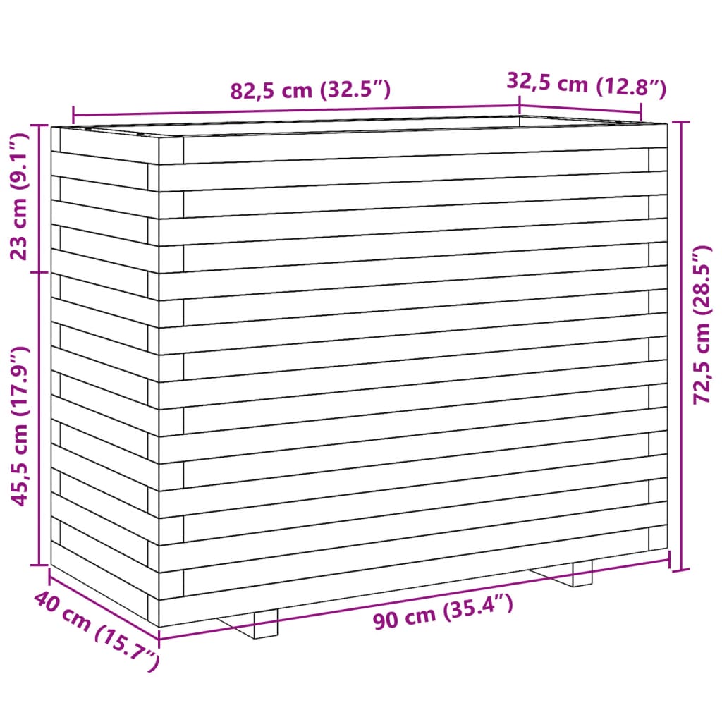 vidaXL Jardinière cire marron 90x40x72,5 cm bois de pin massif
