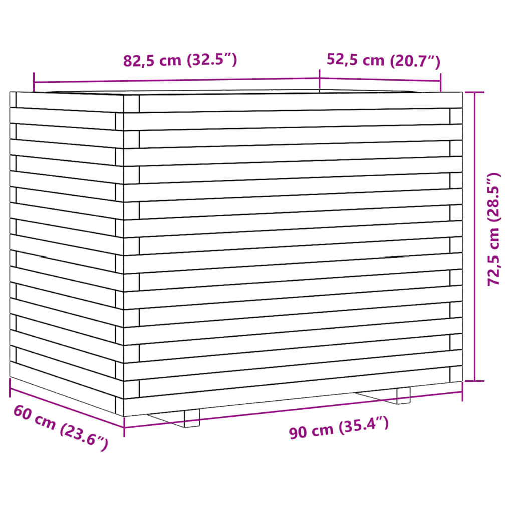 vidaXL Jardinière 90x60x72,5 cm bois de pin massif