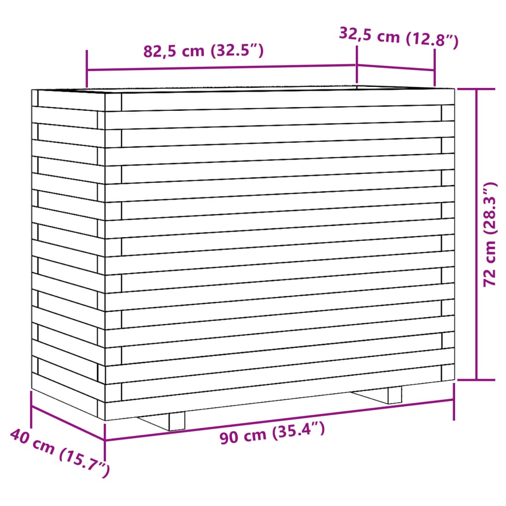 vidaXL Jardinière cire marron 90x40x72 cm bois de pin massif