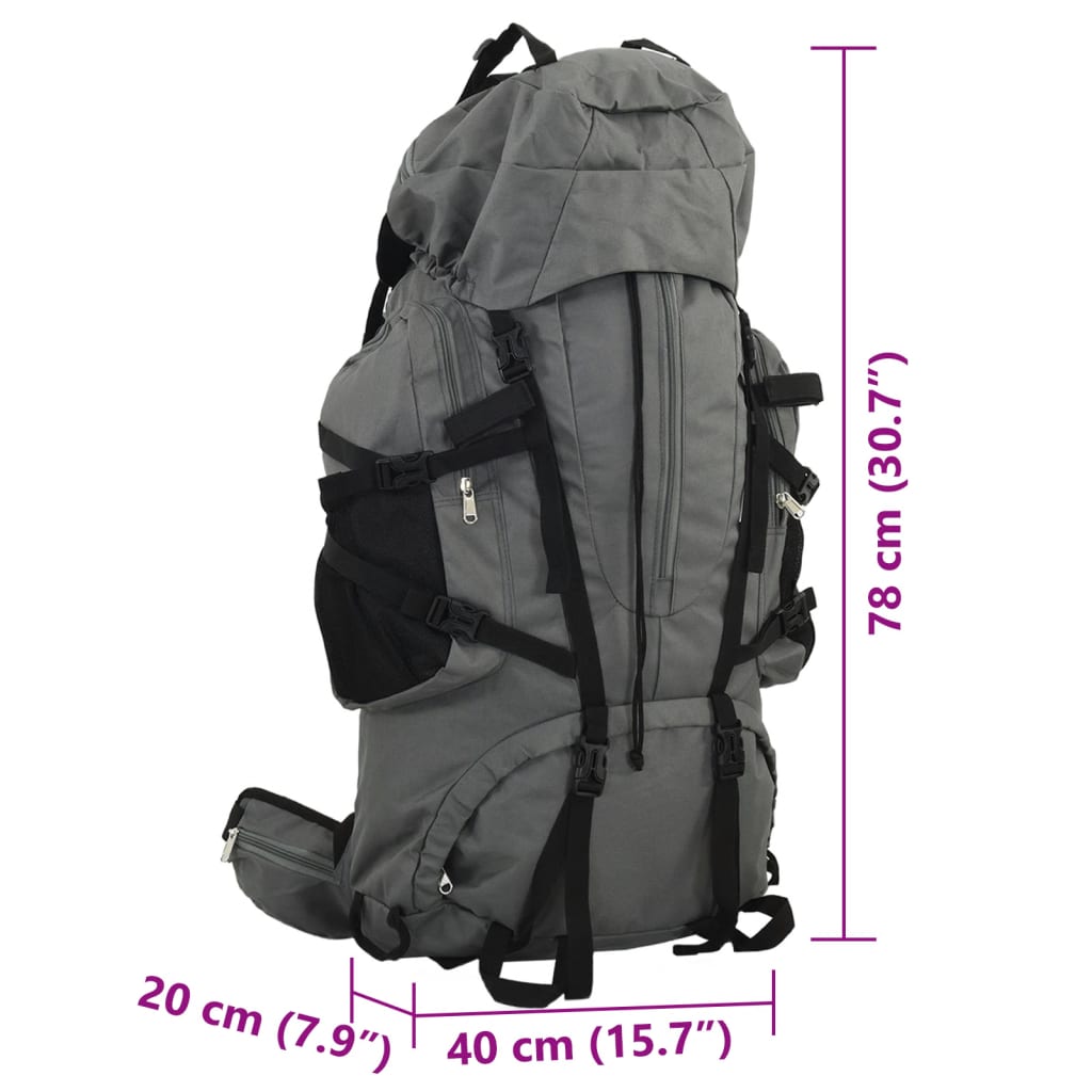 vidaXL Sac à dos de randonnée gris 80 L tissu oxford
