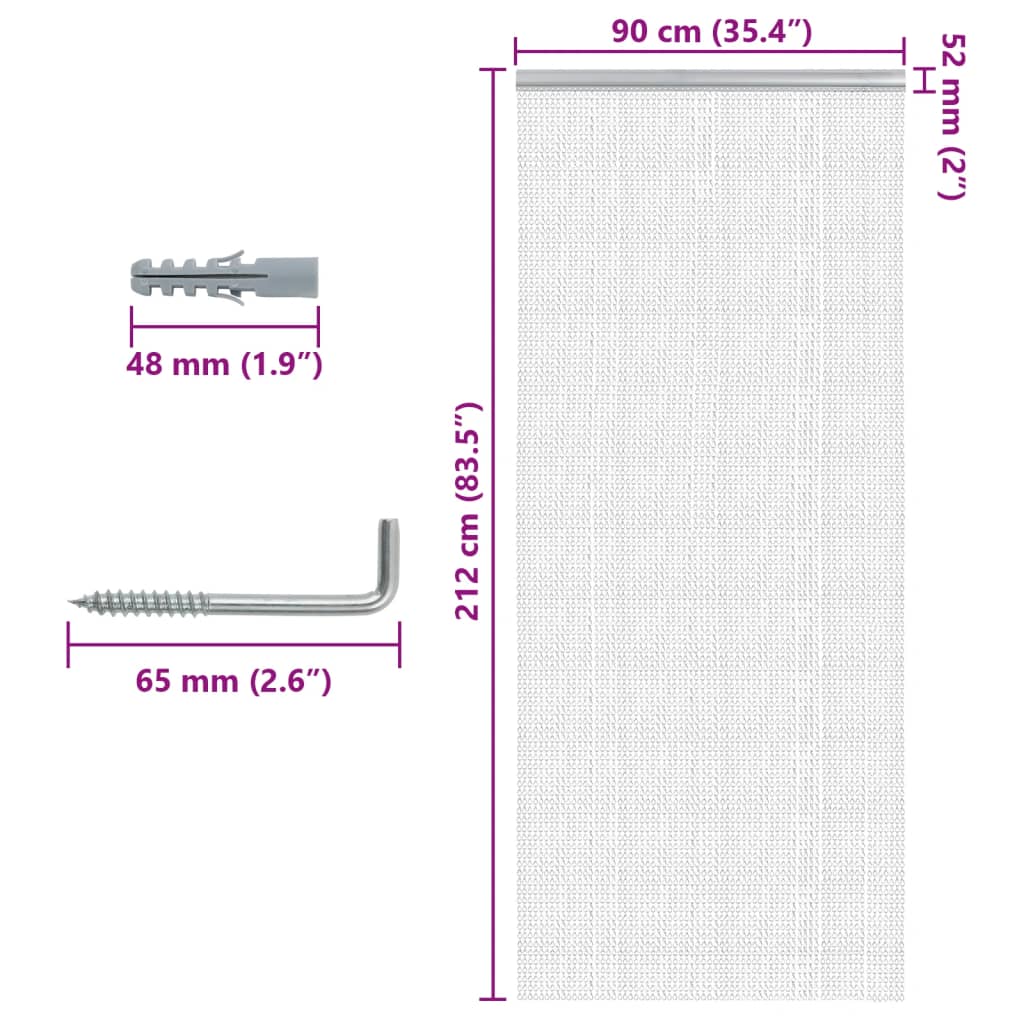 vidaXL Moustiquaire de porte à chaîne 90x212 cm aluminium