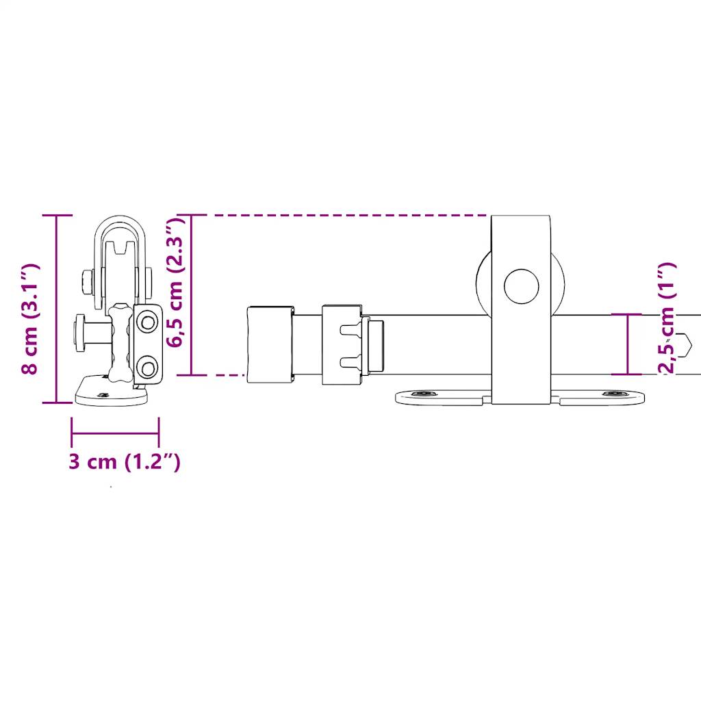 vidaXL Kit de porte d'armoire coulissante 183 cm acier au carbone
