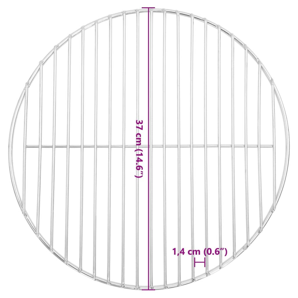 vidaXL Grille de barbecue ronde Ø37 cm Acier inoxydable 304