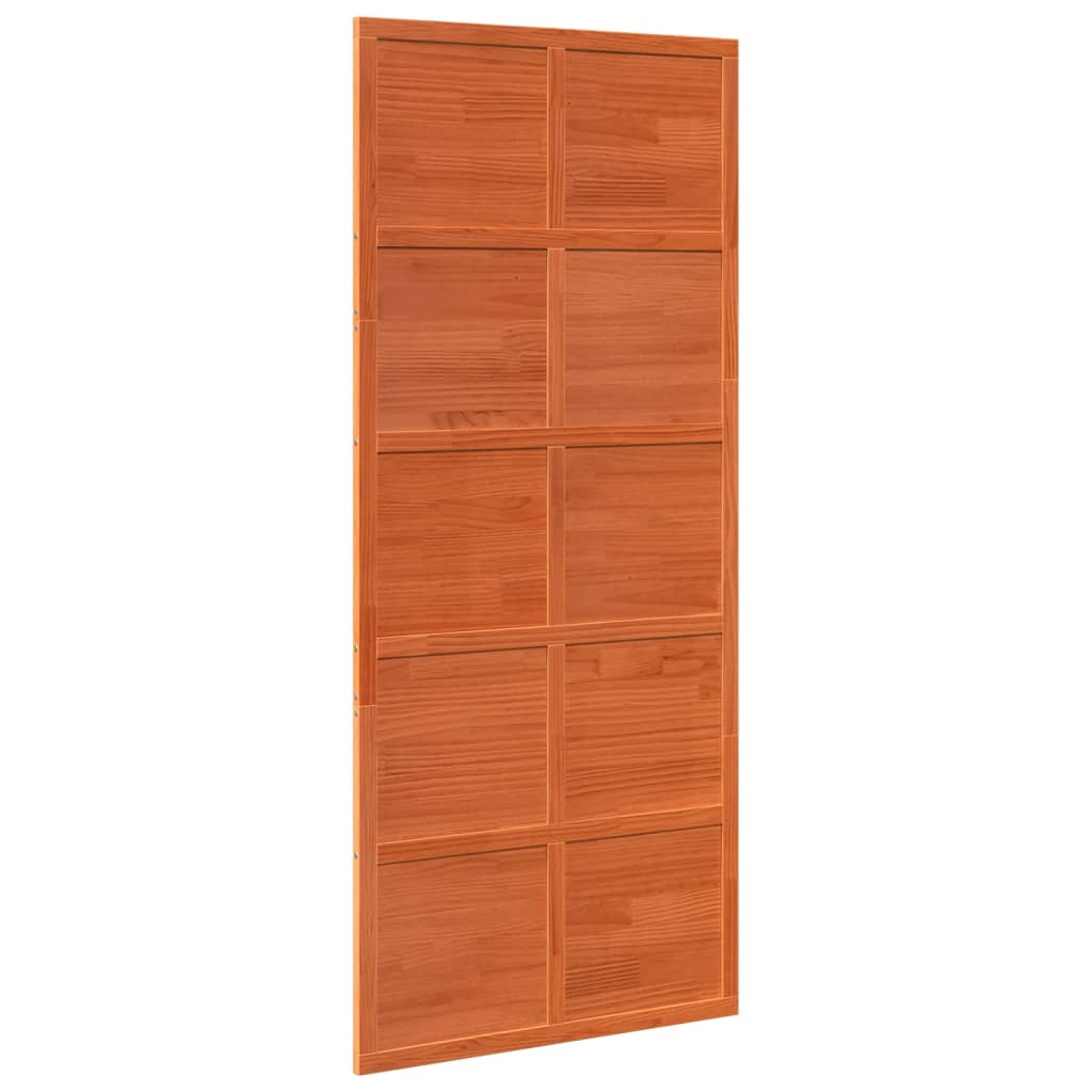 vidaXL Porte de grange marron cire 90x208 cm bois massif de pin