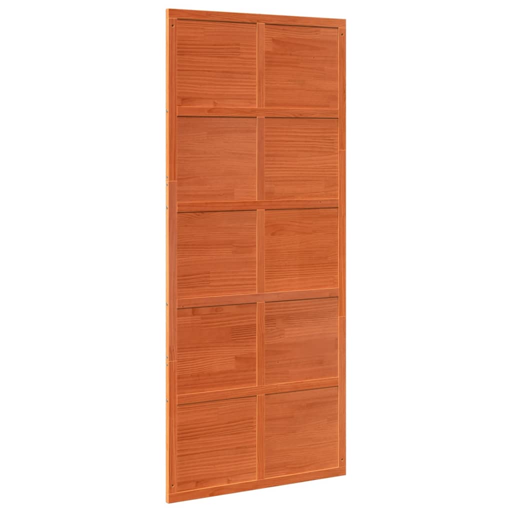 vidaXL Porte de grange marron cire 90x208 cm bois massif de pin