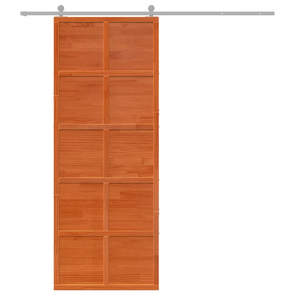 vidaXL Porte de grange marron cire 80x208 cm bois massif de pin
