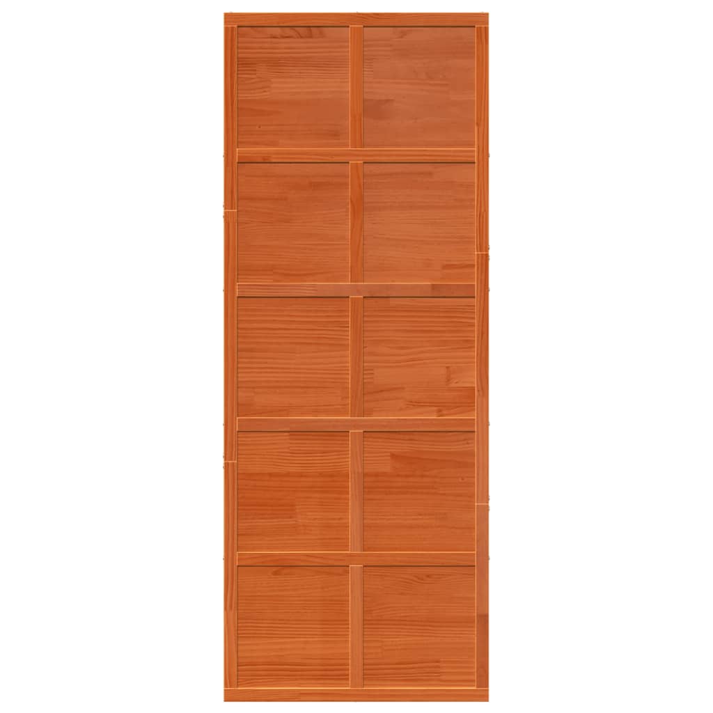 vidaXL Porte de grange marron cire 80x208 cm bois massif de pin
