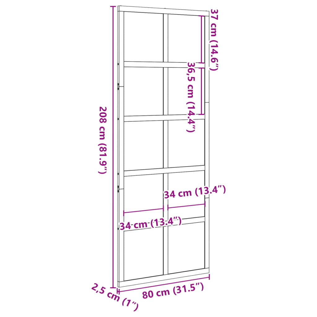 vidaXL Porte de grange marron cire 80x208 cm bois massif de pin