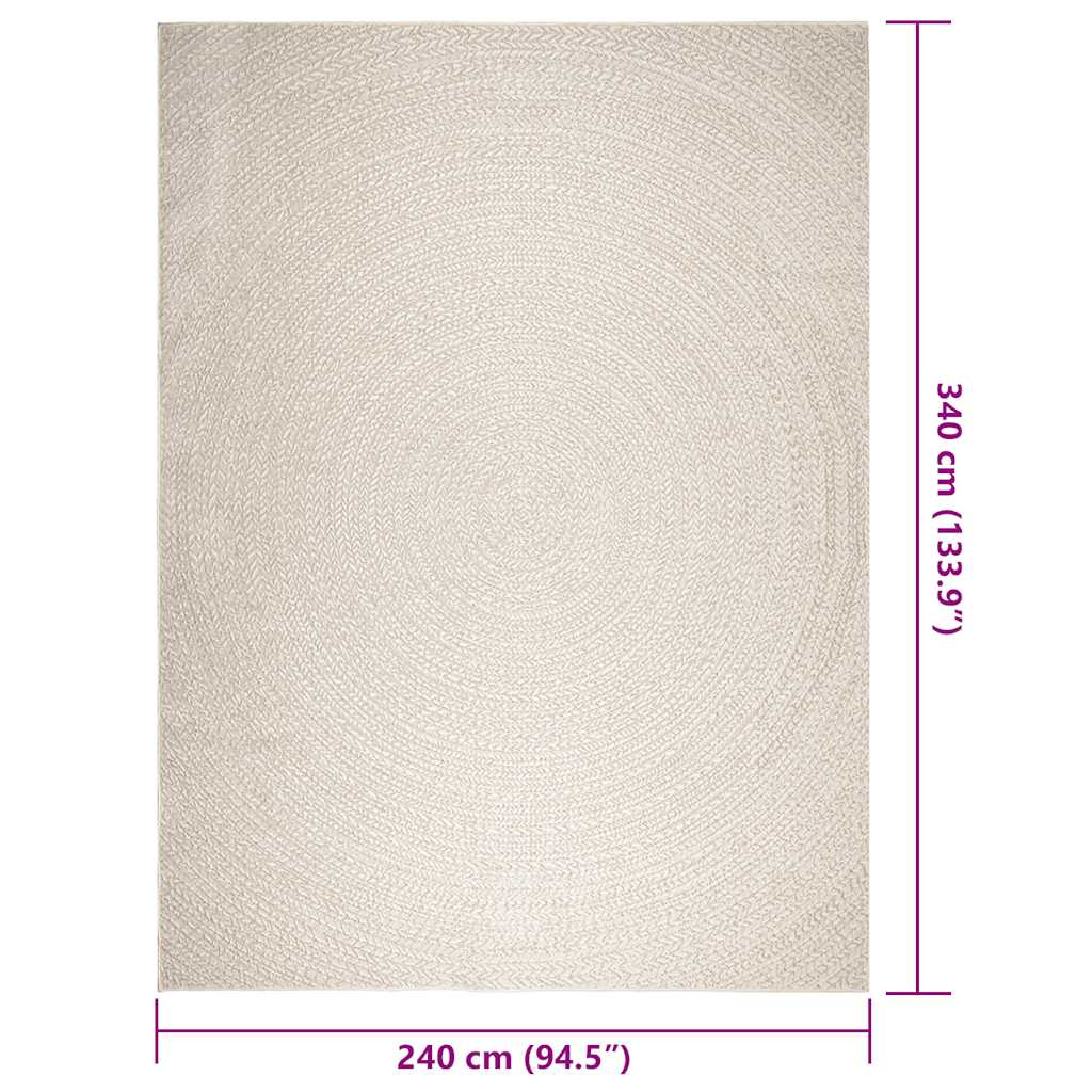 vidaXL Tapis ZIZUR crème 240x340 cm aspect de jute intérieur extérieur