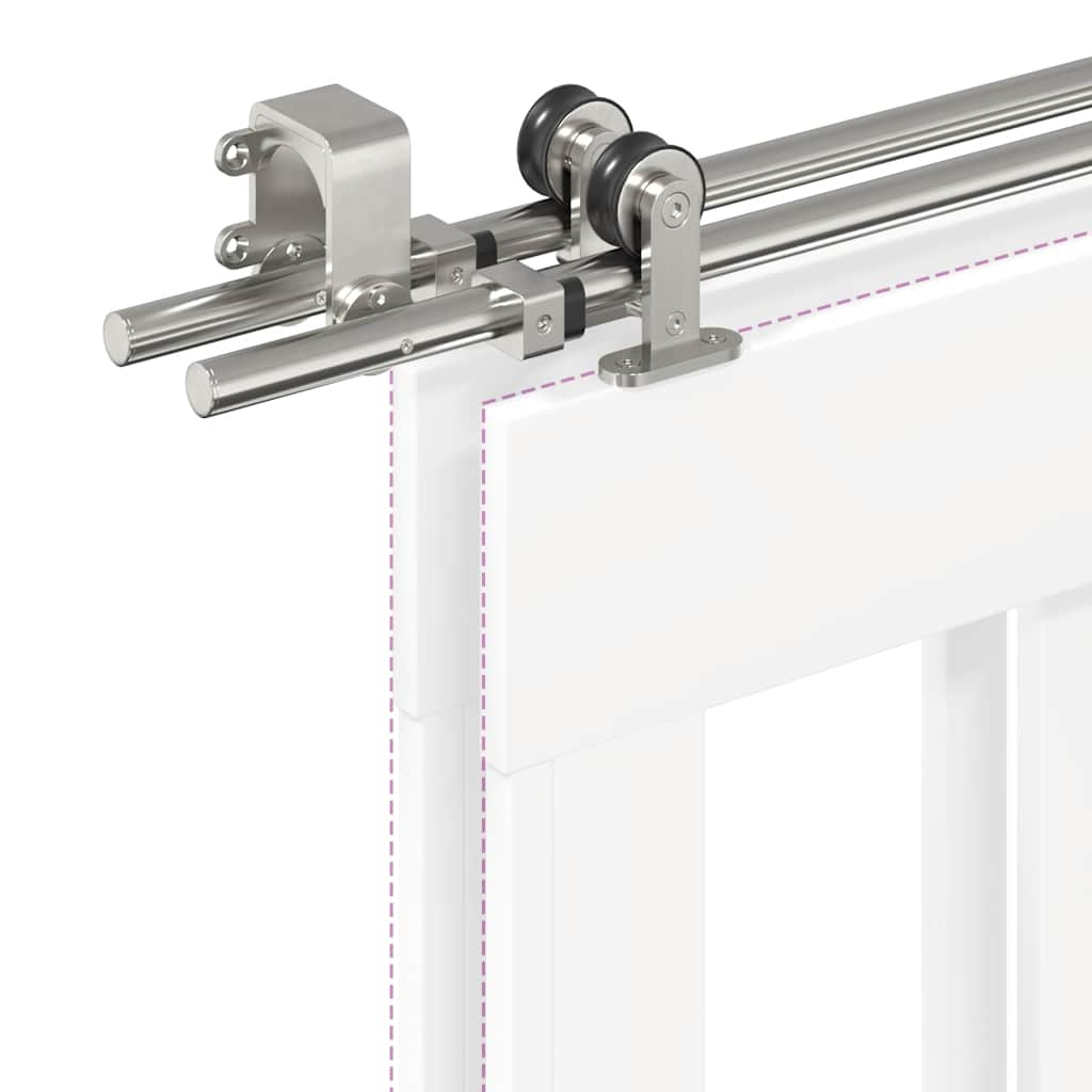 vidaXL Kit fixation porte coulissante 183 cm Acier inoxydable Argenté
