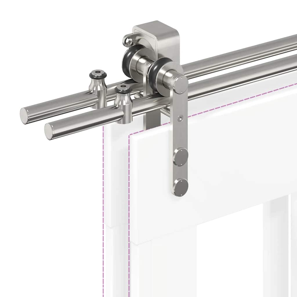 vidaXL Kit fixation porte coulissante 183 cm Acier inoxydable Argenté