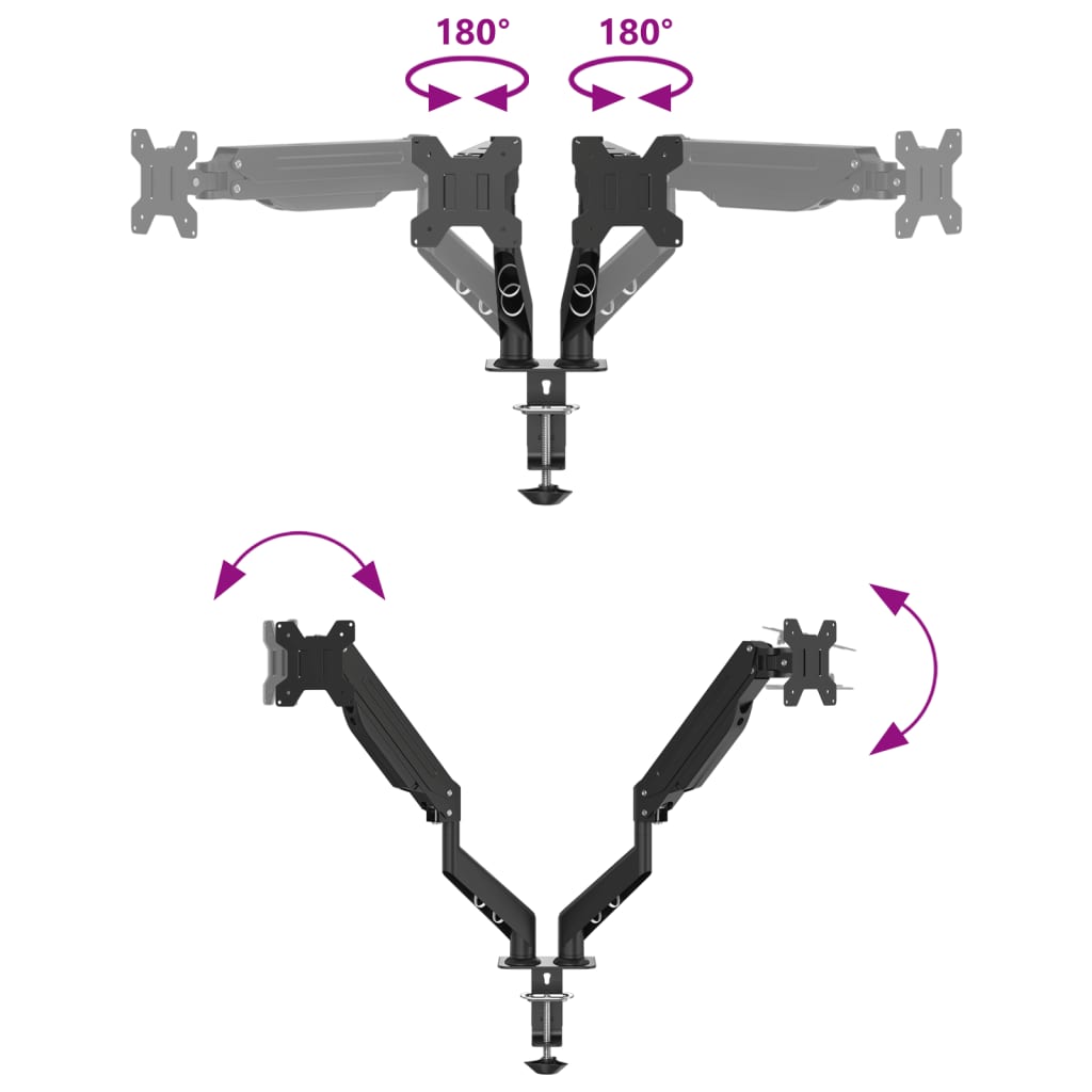 vidaXL Bras pour moniteur double 27 pouces max VESA 75/100 mm 20 kg