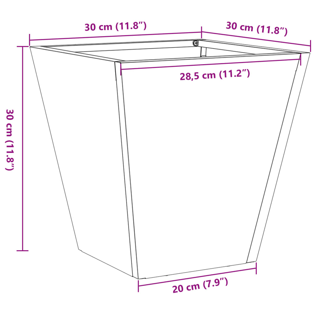 vidaXL Jardinière anthracite 30x30x30 cm acier