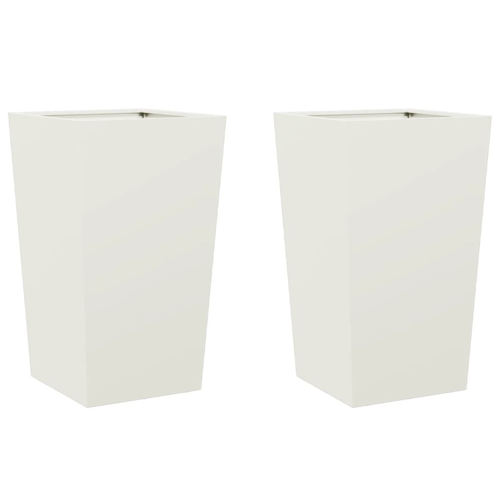 vidaXL Jardinières 2 pcs blanc 45x45x75 cm acier