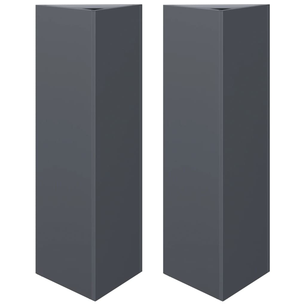 vidaXL Jardinières 2 pcs anthracite triangulaire 30x26x75 cm acier