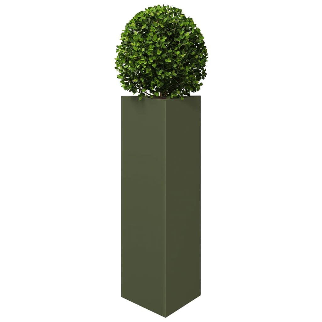 vidaXL Jardinières 2 pcs vert olive triangulaire 30x26x75 cm acier
