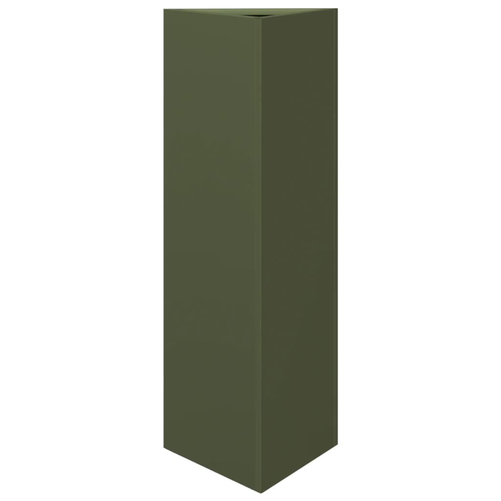 vidaXL Jardinières 2 pcs vert olive triangulaire 30x26x75 cm acier
