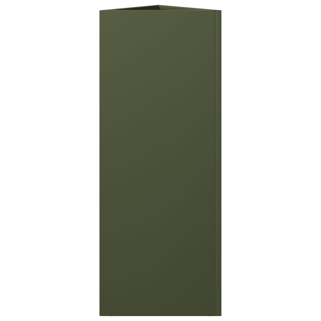 vidaXL Jardinières 2 pcs vert olive triangulaire 30x26x75 cm acier