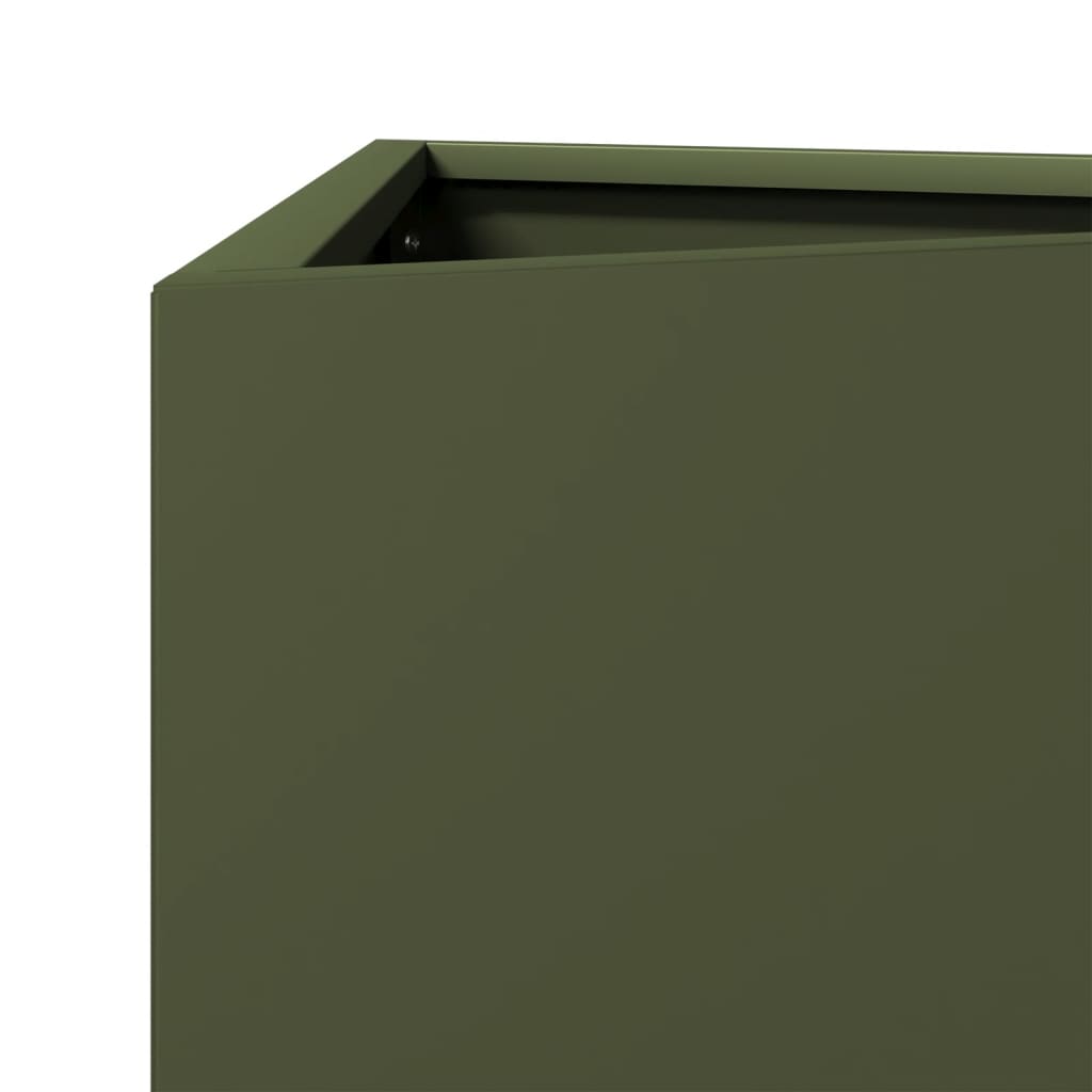 vidaXL Jardinières 2 pcs vert olive triangulaire 30x26x75 cm acier