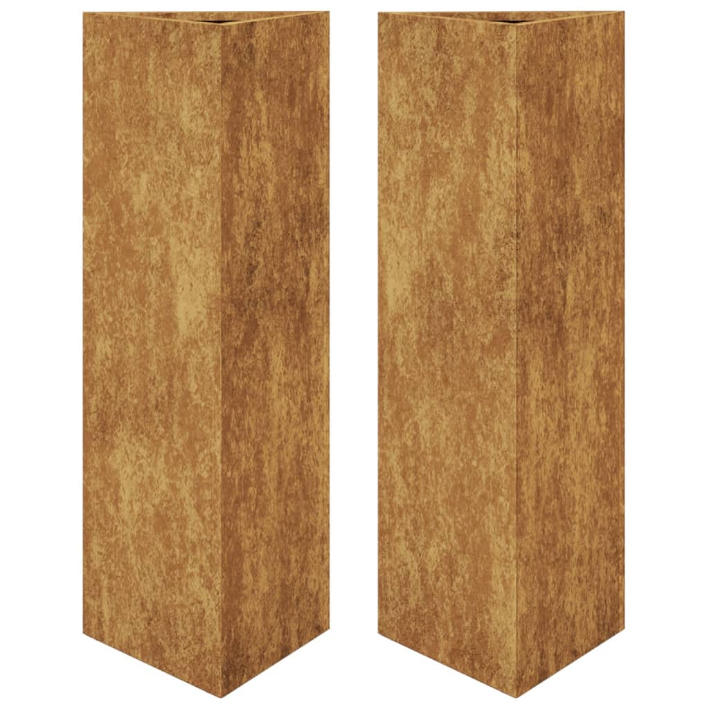 vidaXL Jardinières 2 pcs triangulaire 30x26x75 cm acier corten