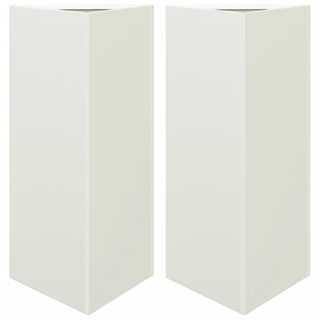 vidaXL Jardinières 2 pcs blanc triangulaire 40x34,5x70 cm acier
