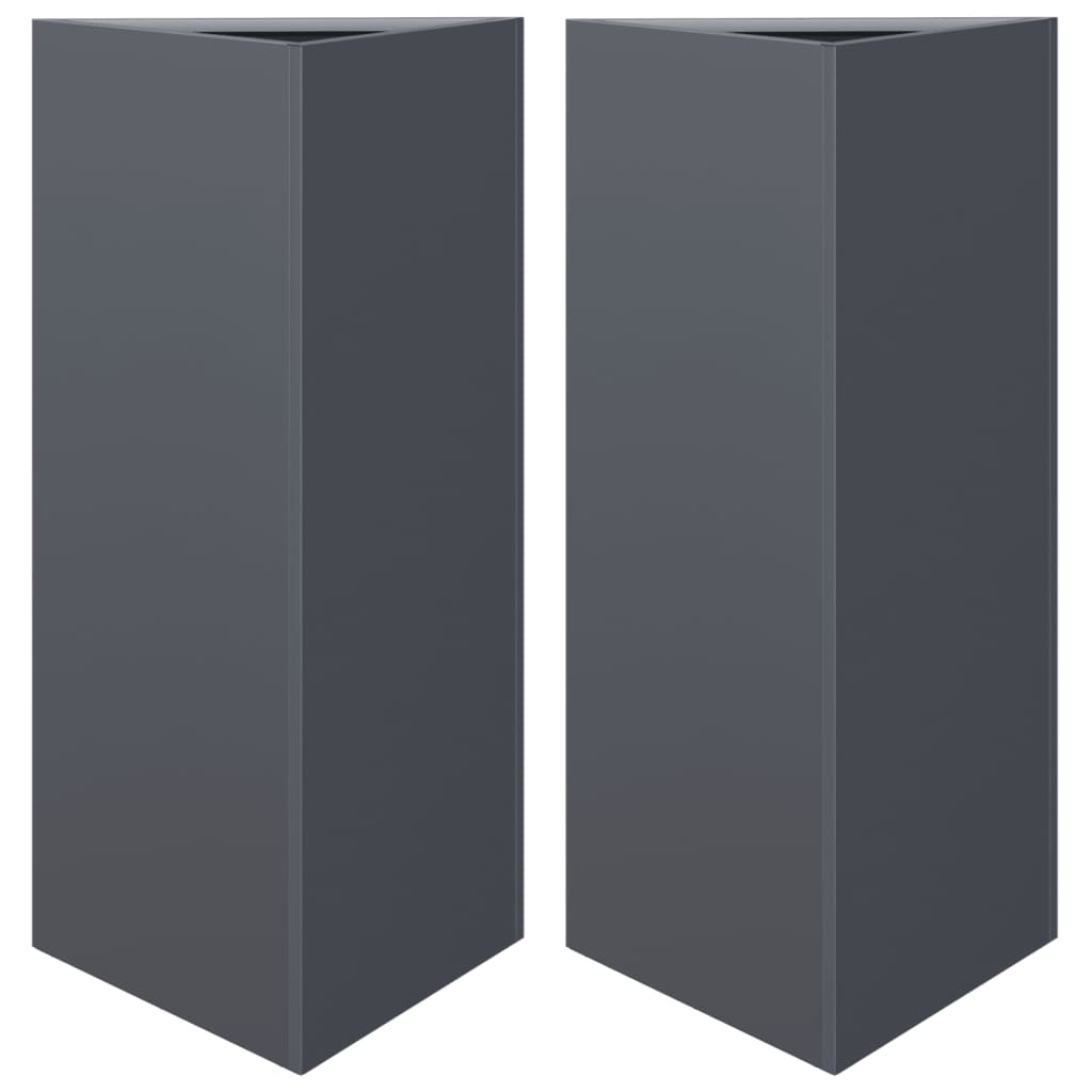 vidaXL Jardinières 2 pcs anthracite triangulaire 40x34,5x70 cm acier