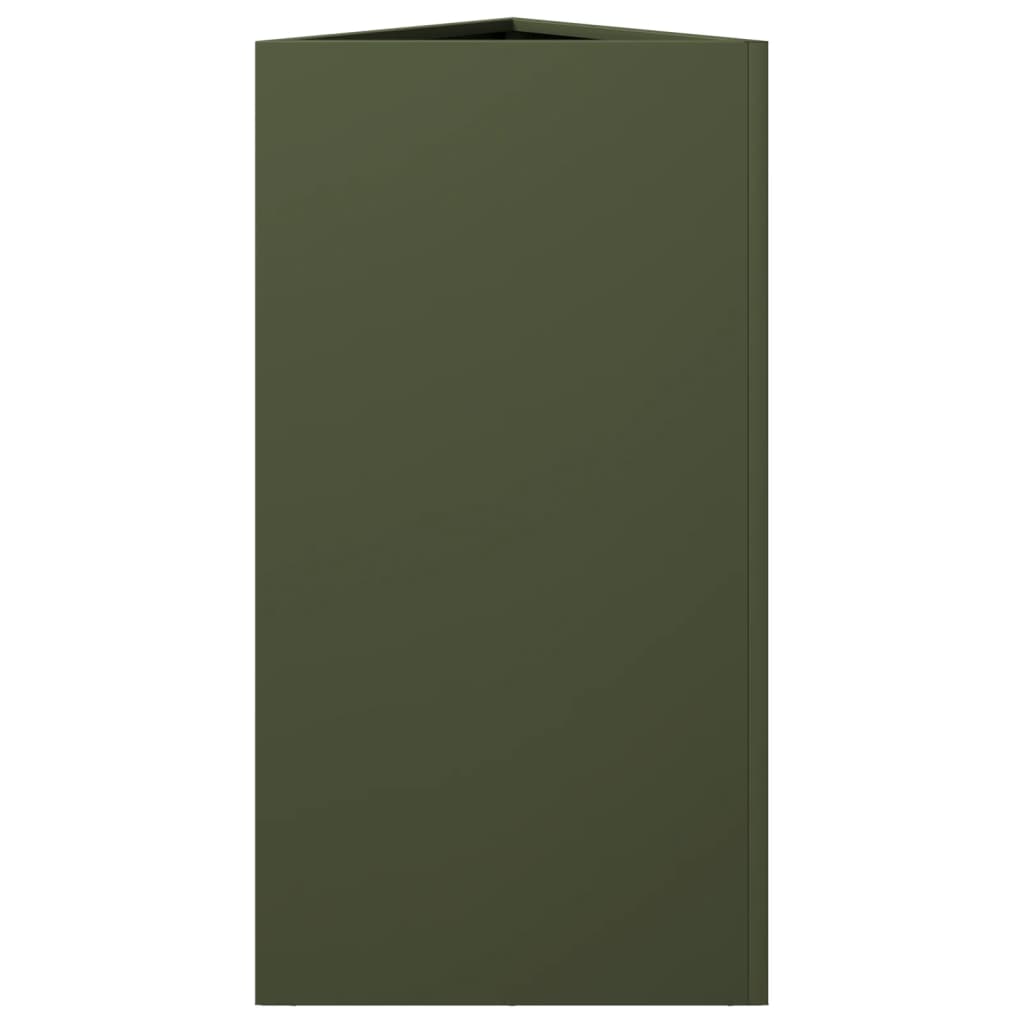 vidaXL Jardinière vert olive triangulaire 40x34,5x70 cm acier