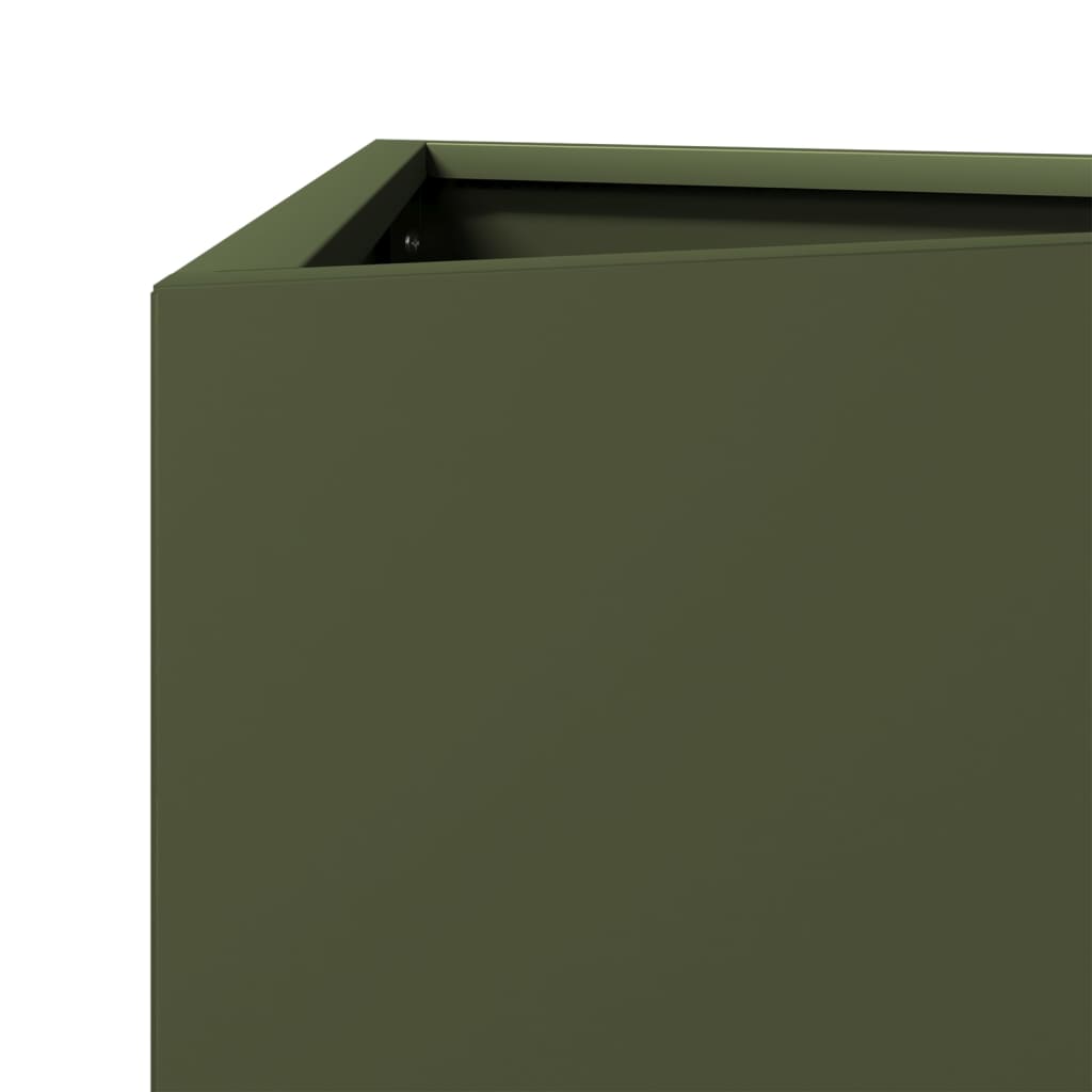 vidaXL Jardinière vert olive triangulaire 40x34,5x70 cm acier