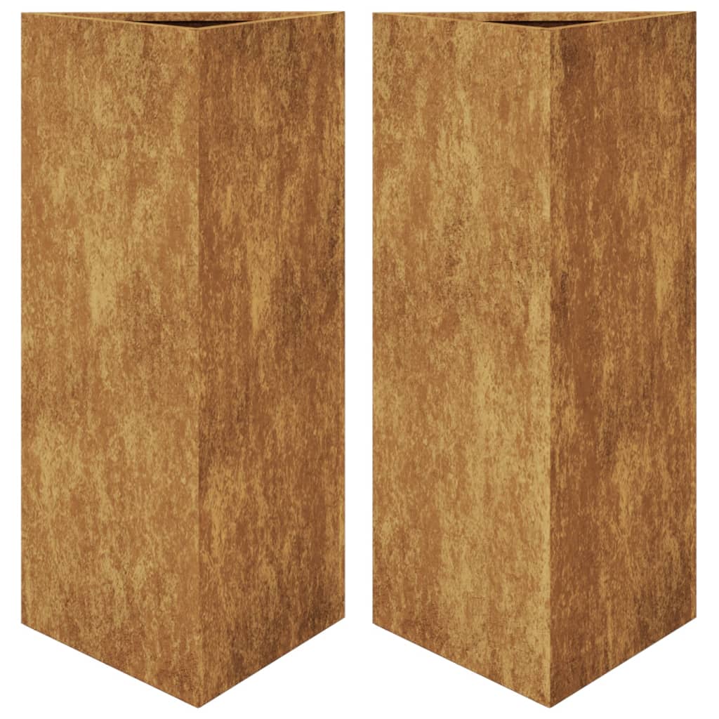 vidaXL Jardinières 2 pcs triangulaire 40x34,5x70 cm acier corten