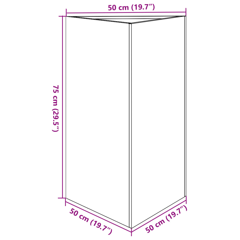 vidaXL Jardinière anthracite triangulaire 50x43x75 cm acier