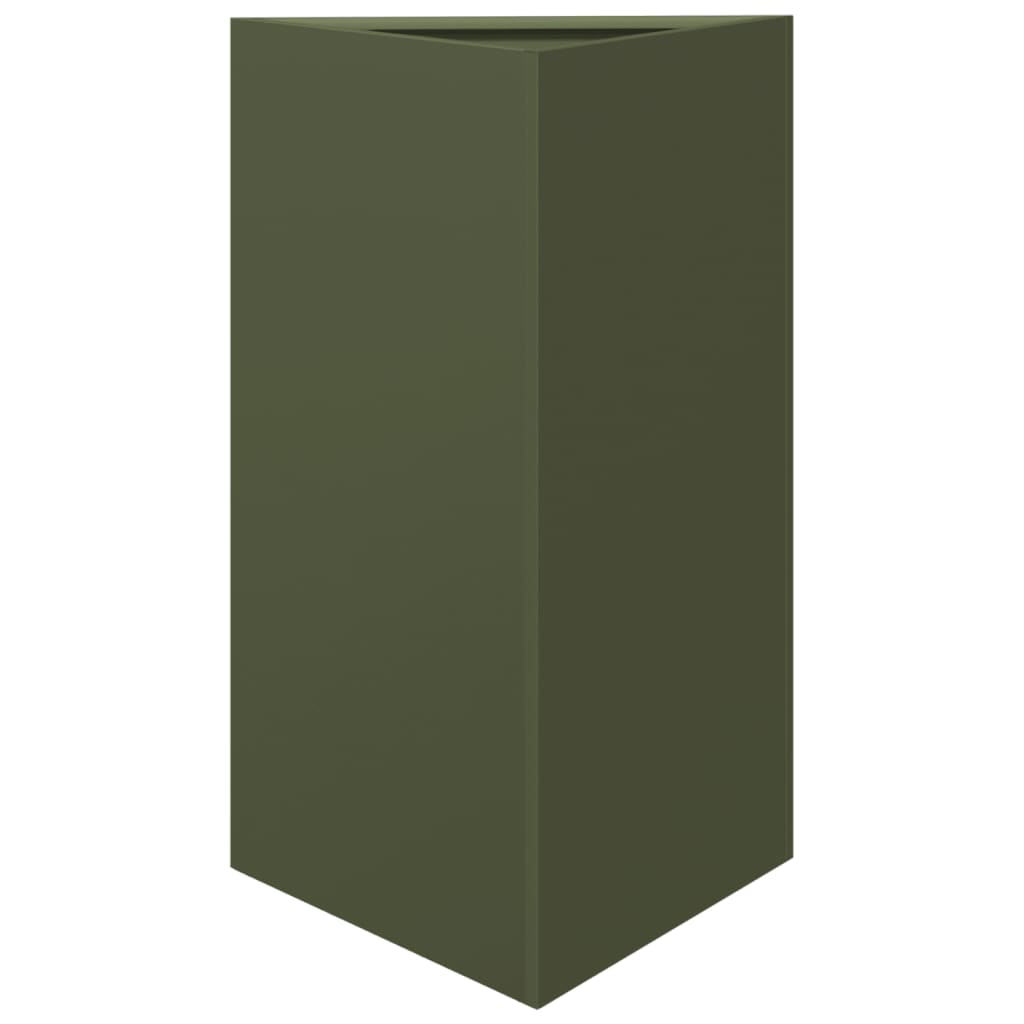 vidaXL Jardinière vert olive triangulaire 50x43x75 cm acier