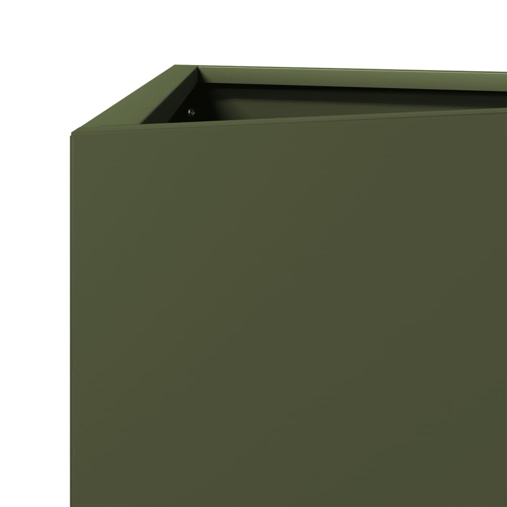 vidaXL Jardinière vert olive triangulaire 50x43x75 cm acier
