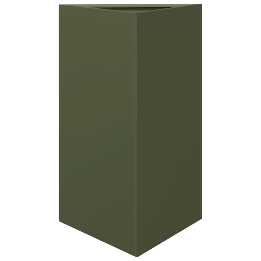 vidaXL Jardinières 2 pcs vert olive triangulaire 50x43x75 cm acier