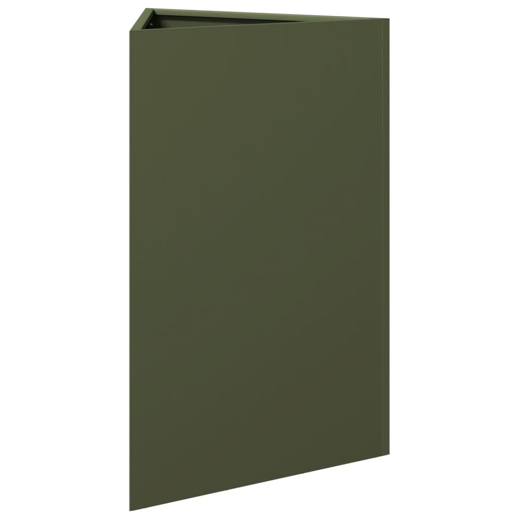 vidaXL Jardinières 2 pcs vert olive triangulaire 50x43x75 cm acier
