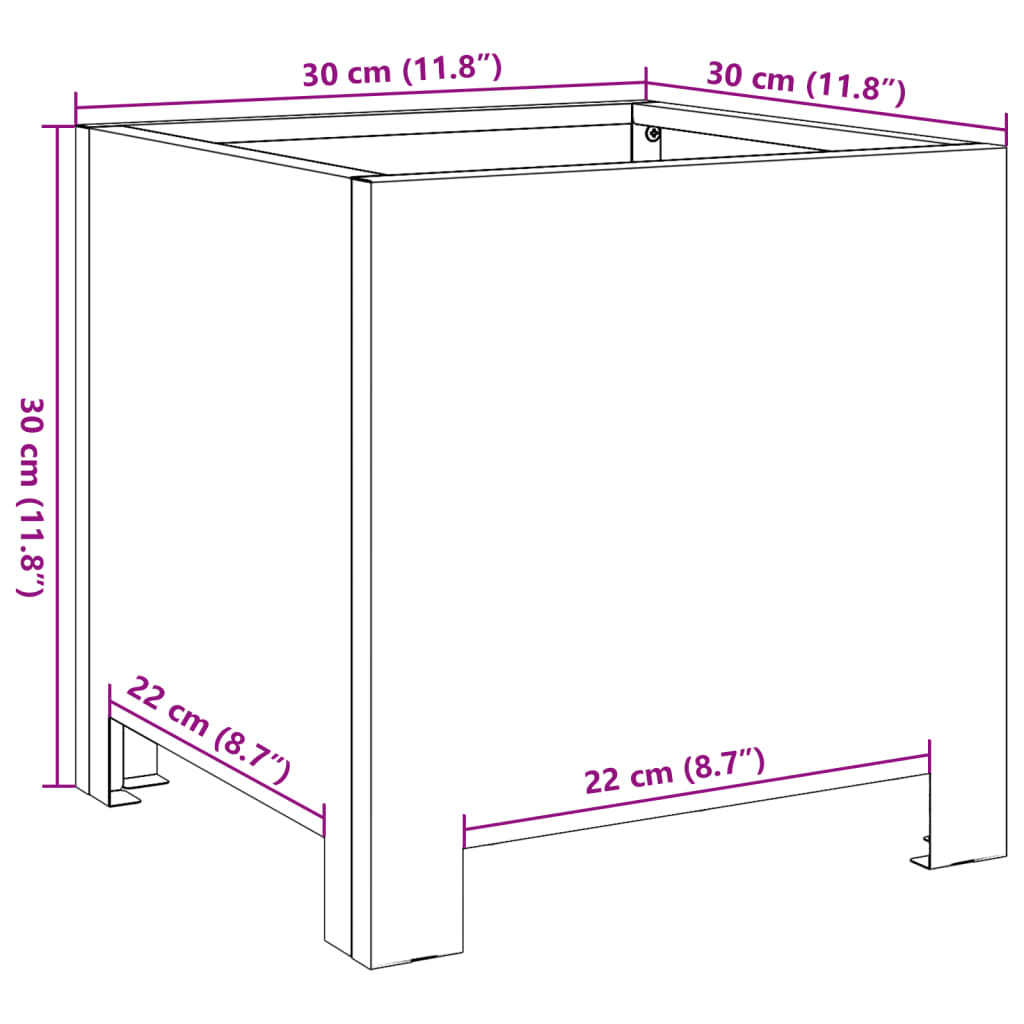 vidaXL Jardinière anthracite 30x30x30 cm acier