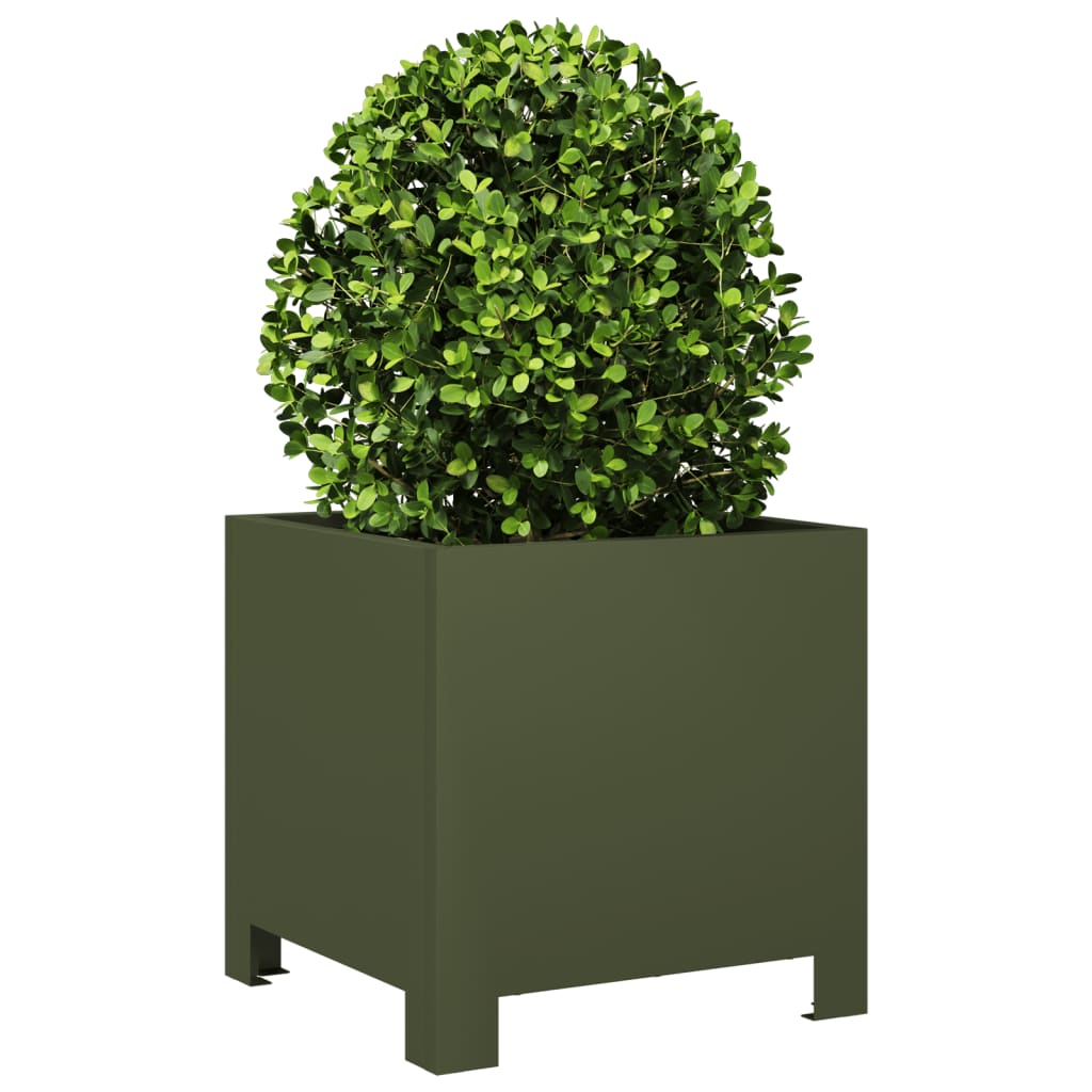 vidaXL Jardinières 2 pcs vert olive 30x30x30 cm acier
