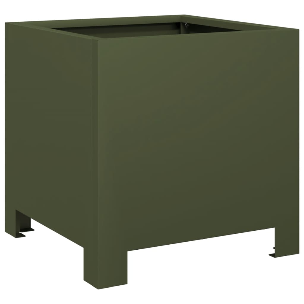vidaXL Jardinières 2 pcs vert olive 30x30x30 cm acier