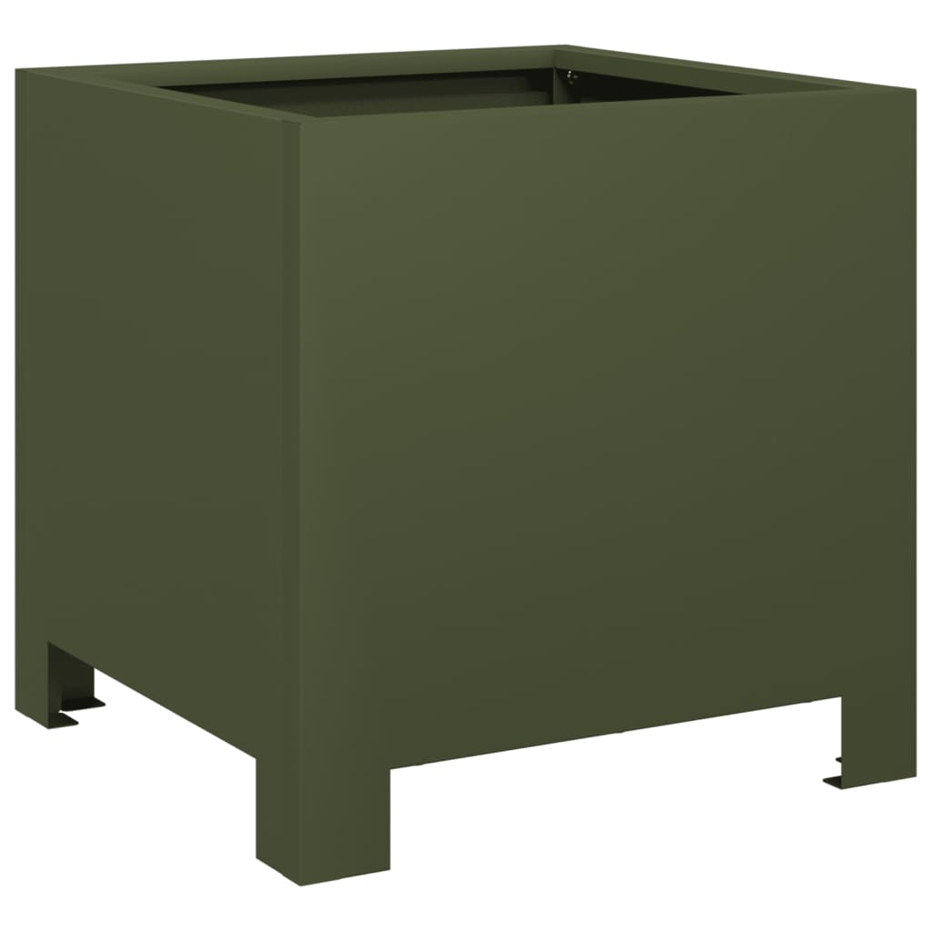 vidaXL Jardinières 2 pcs vert olive 30x30x30 cm acier