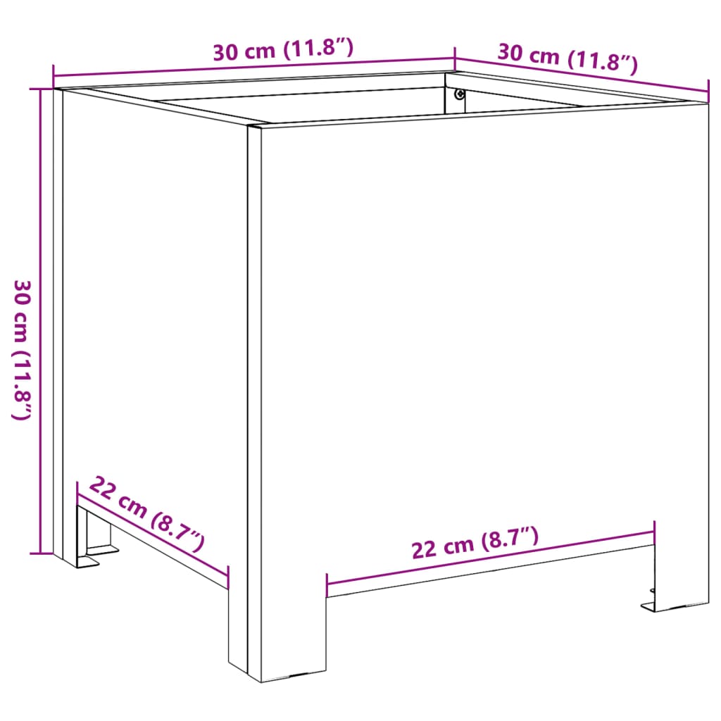 vidaXL Jardinière 30x30x30 cm acier inoxydable