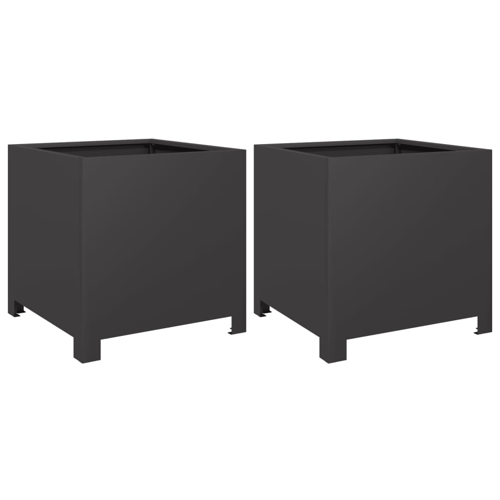 vidaXL Jardinières 2 pcs noir 40x40x40 cm acier