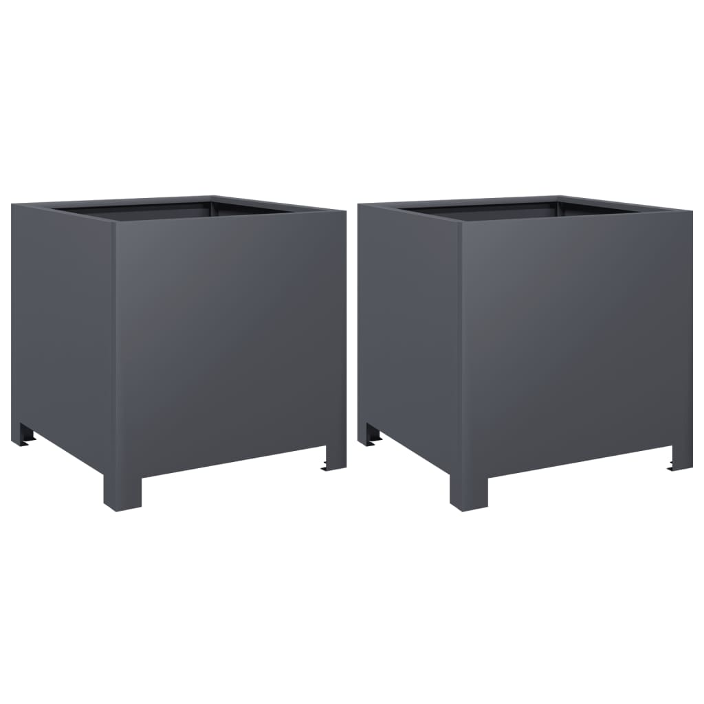 vidaXL Jardinières 2 pcs anthracite 40x40x40 cm acier