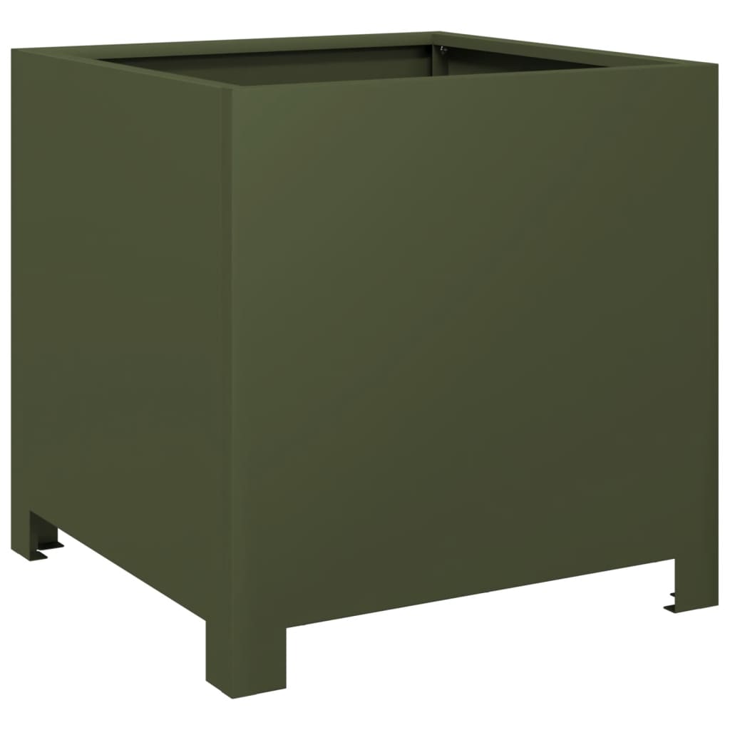 vidaXL Jardinières 2 pcs vert olive 40x40x40 cm acier