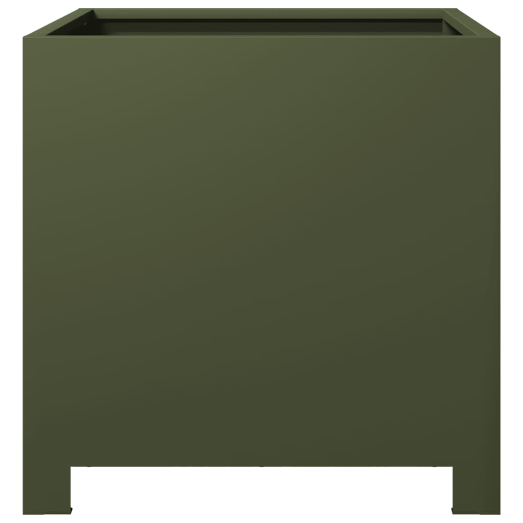 vidaXL Jardinières 2 pcs vert olive 40x40x40 cm acier