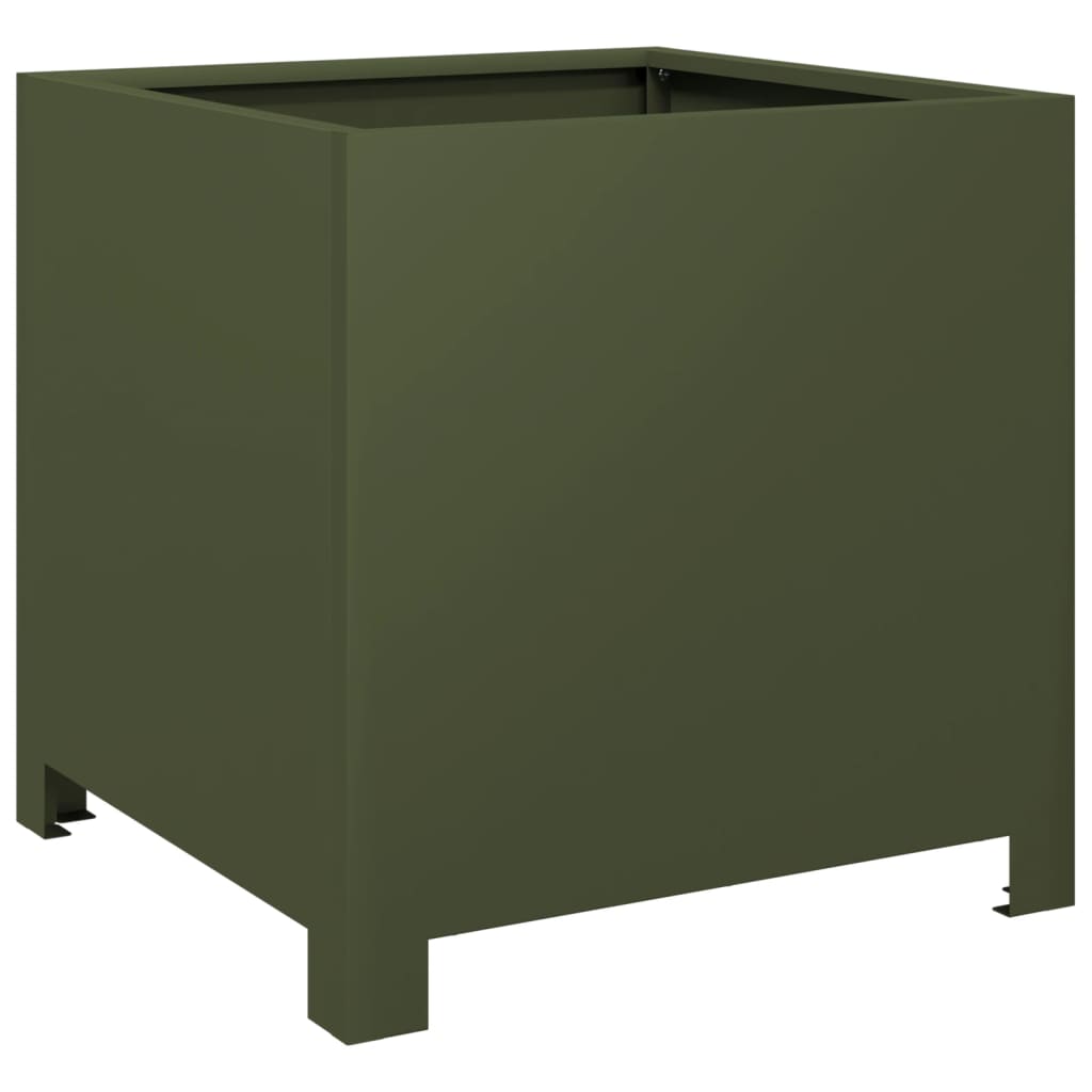 vidaXL Jardinières 2 pcs vert olive 40x40x40 cm acier