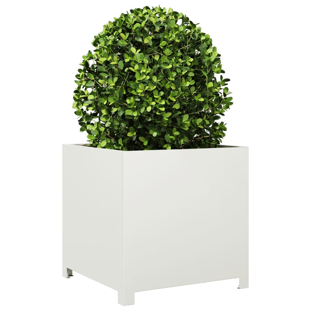 vidaXL Jardinière blanc 50x50x50 cm acier