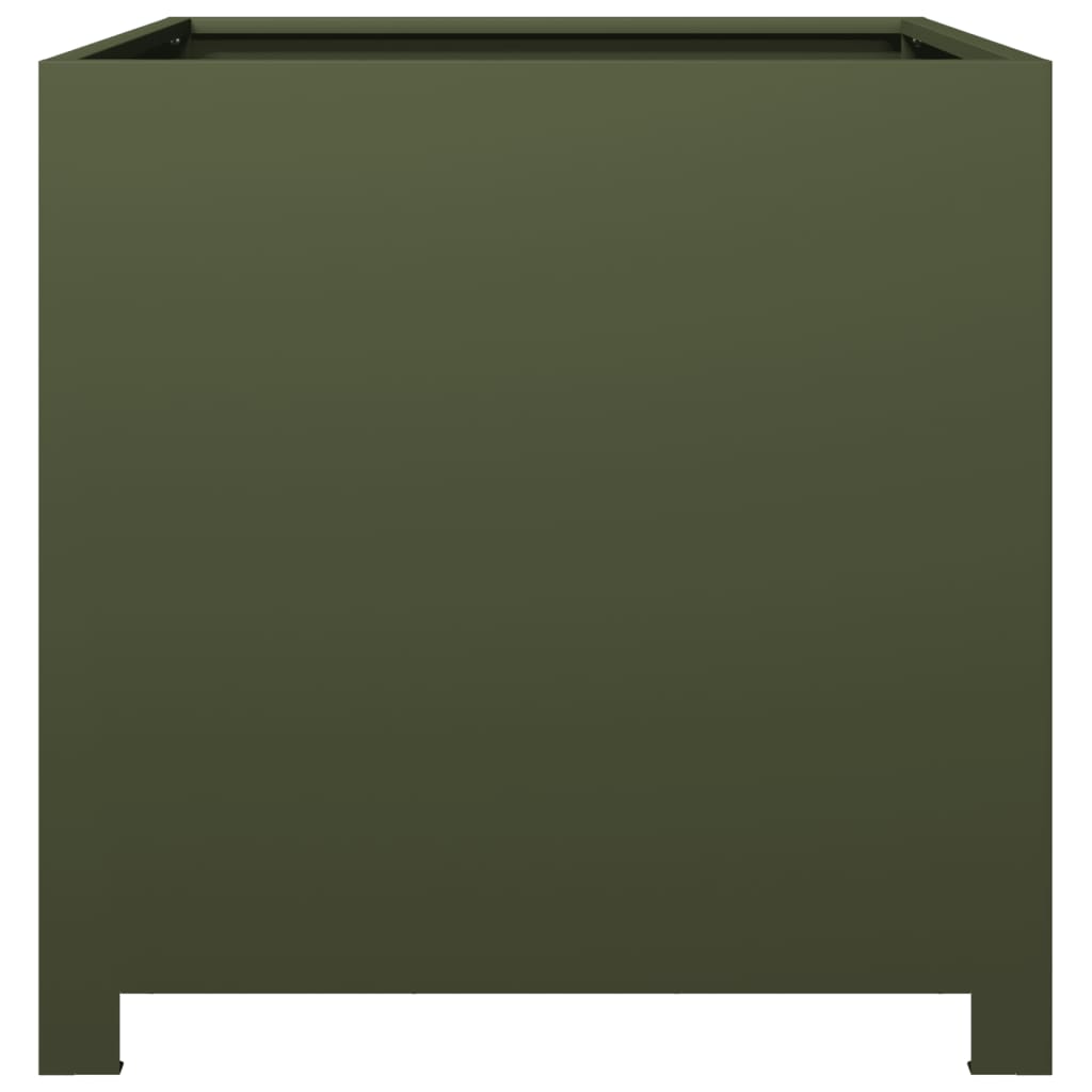 vidaXL Jardinière vert olive 50x50x50 cm acier