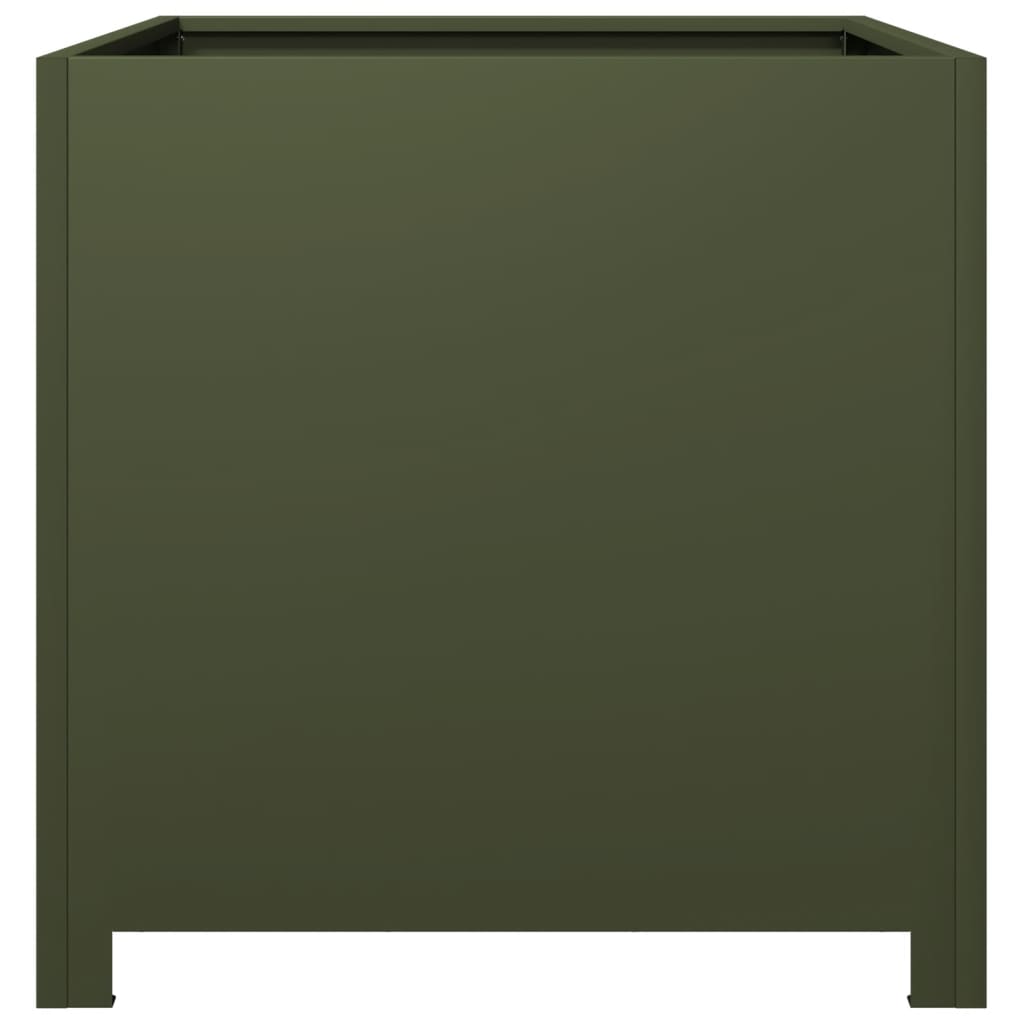 vidaXL Jardinière vert olive 50x50x50 cm acier