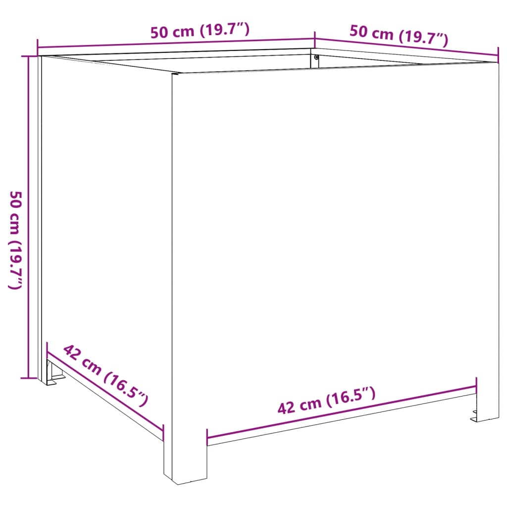 vidaXL Jardinière vert olive 50x50x50 cm acier